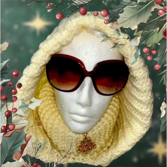 Hand Crafted Accessories - Hooded SCARFw X mas Brooch